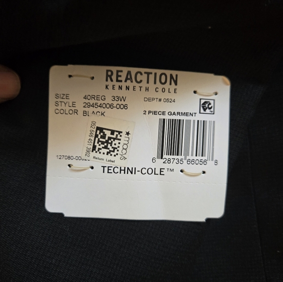 Men's Black Suit Blazer by Kenneth Cole Reaction Size  40R Nwt - Picture 9 of 10